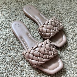 A New Day Woven Puff Slide Sandals Tan Braided